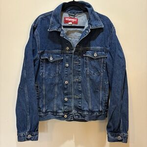 Wrangler Hero Denim Jacket Men Medium Blue Wash Trucker Cotton‎ Utility Workwear